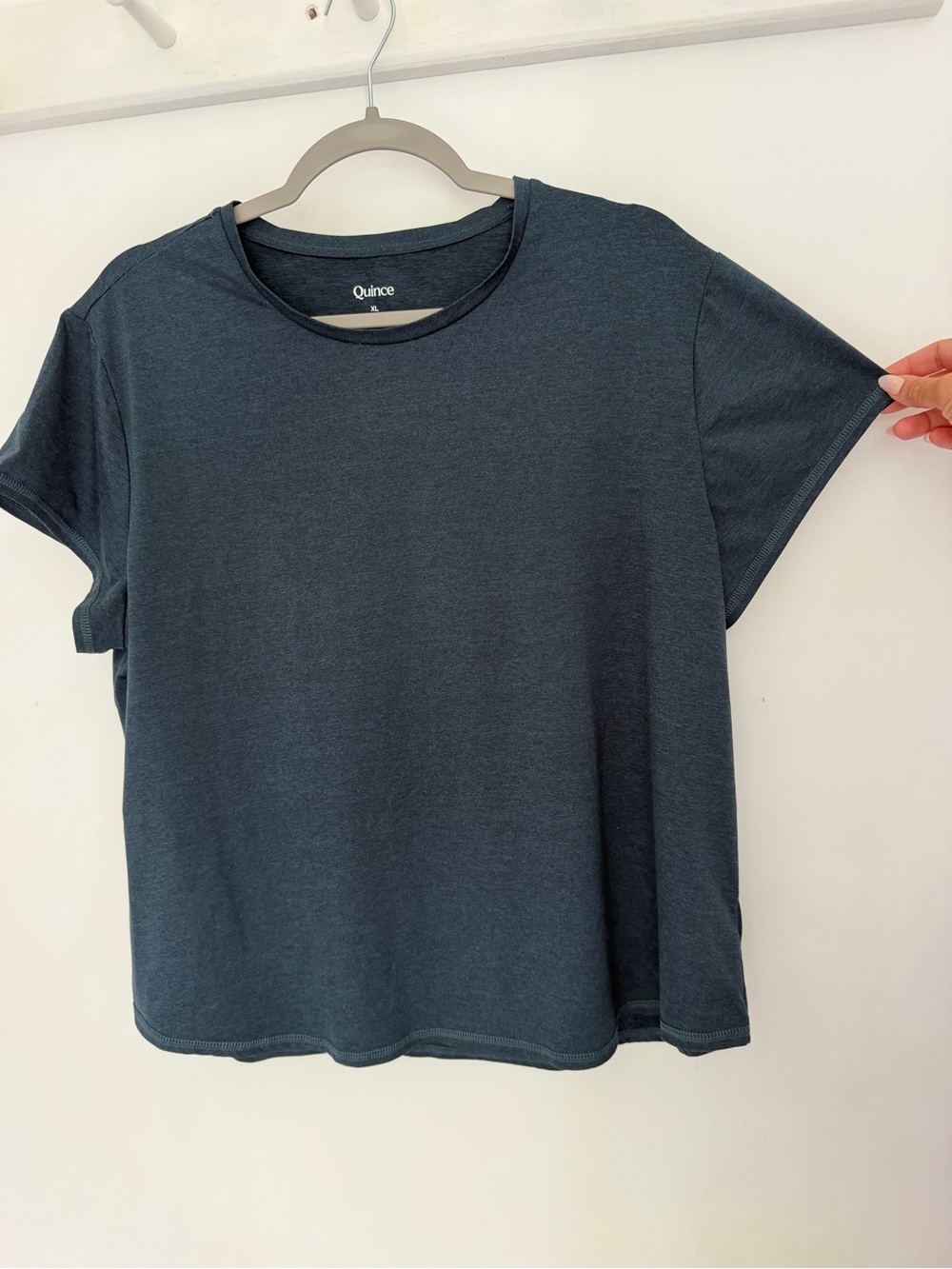 Quince Flowknit Breeze Navy Blue Short Sleeve Performance Tee Shirt - Picture 7 of 16
